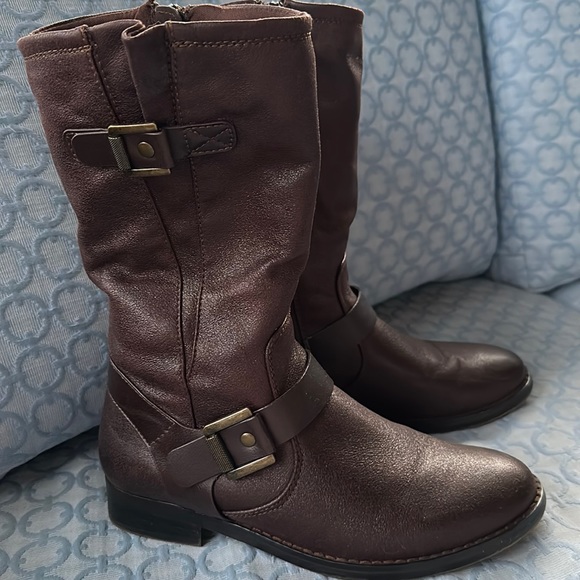 BareTraps Shoes - BareTraps Brown Leather Strap Mid Calf Boots